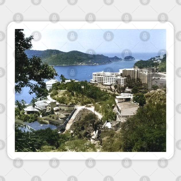 Colorized Vintage Landscape Photo of Acapulco Mexico Sticker by In Memory of Jerry Frank